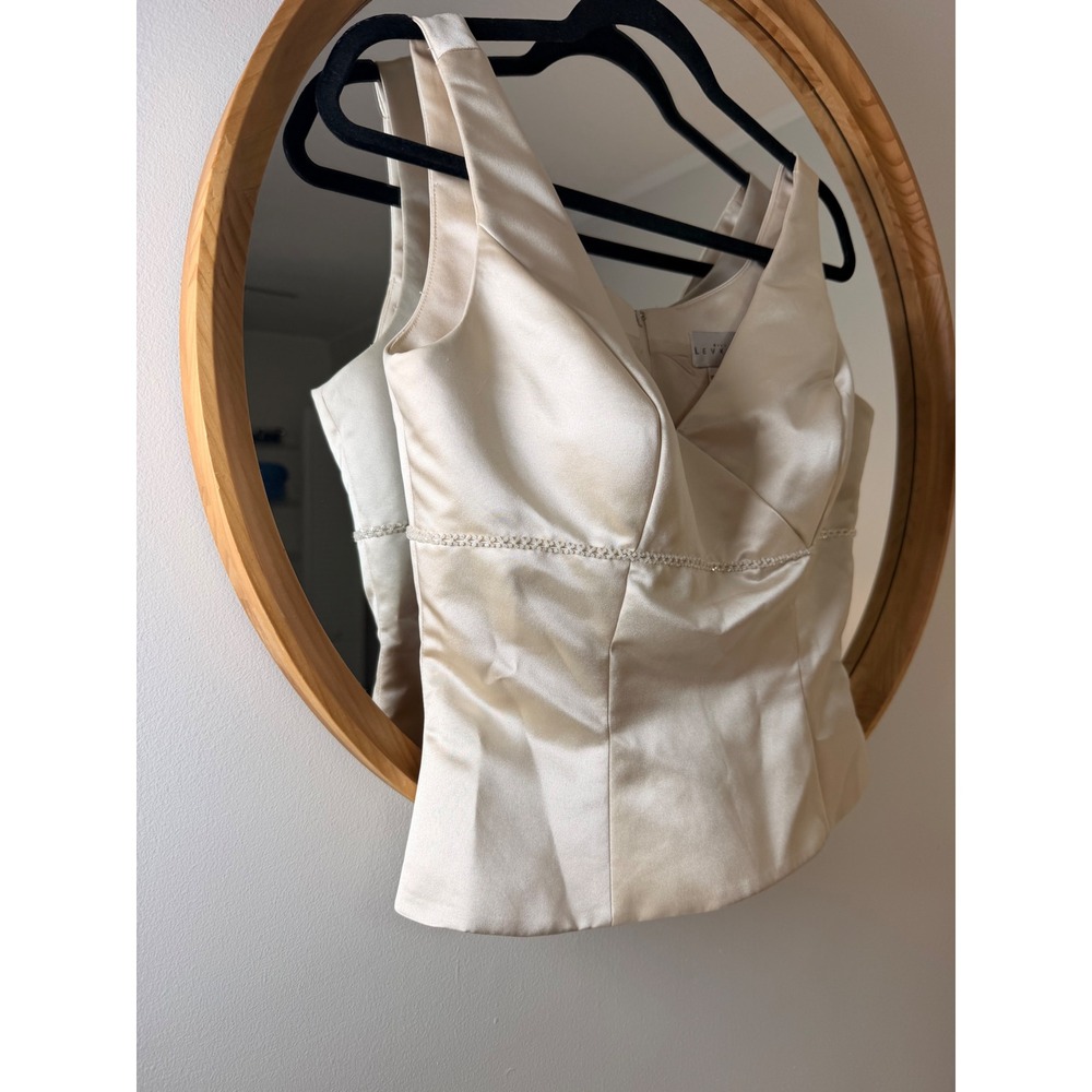 Bill Levkoff Satin Top Women Size 10 Champagne Excellent Beaded Formal Corset - Picture 4 of 8